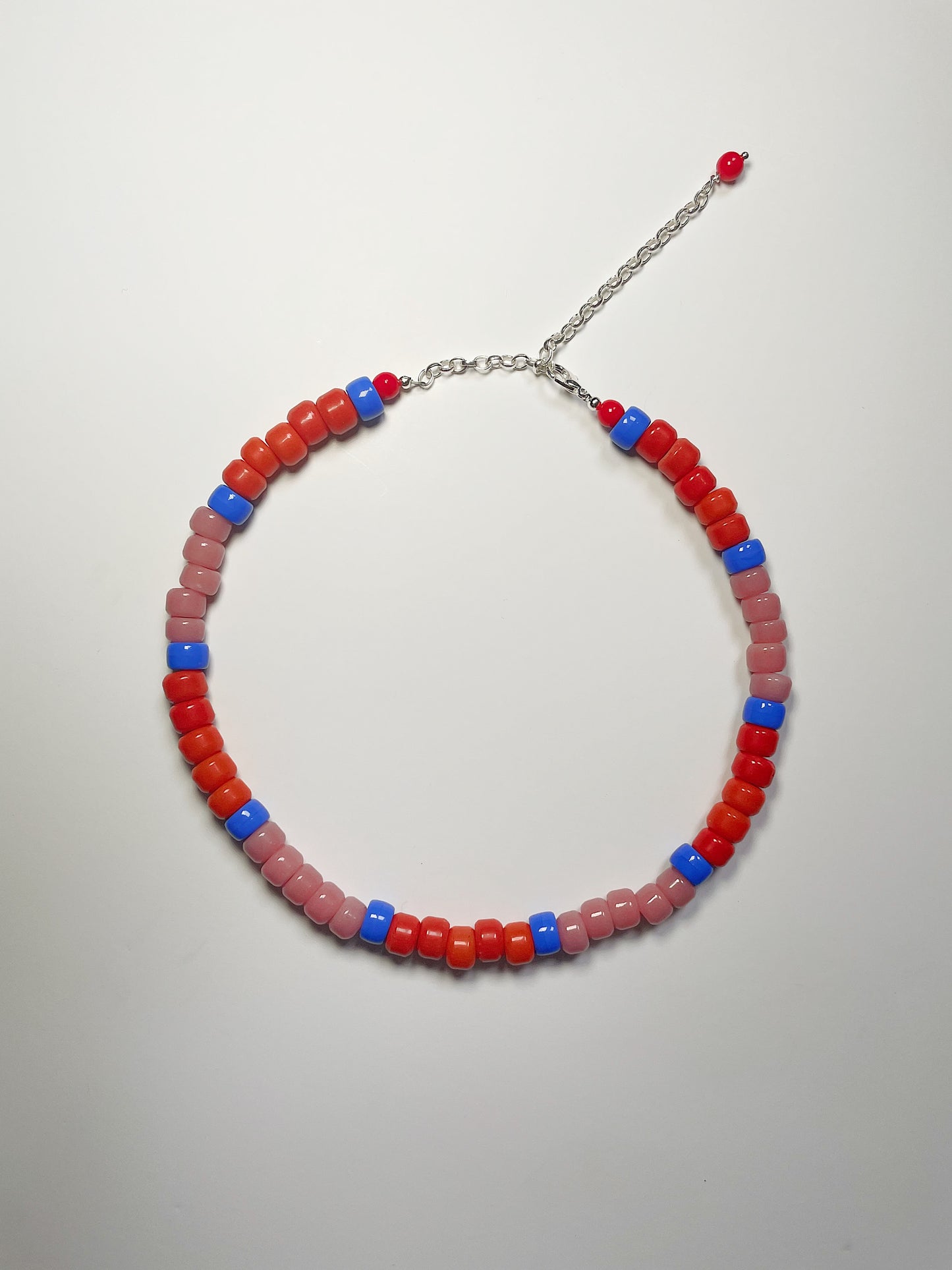 Red and pink beaded necklace