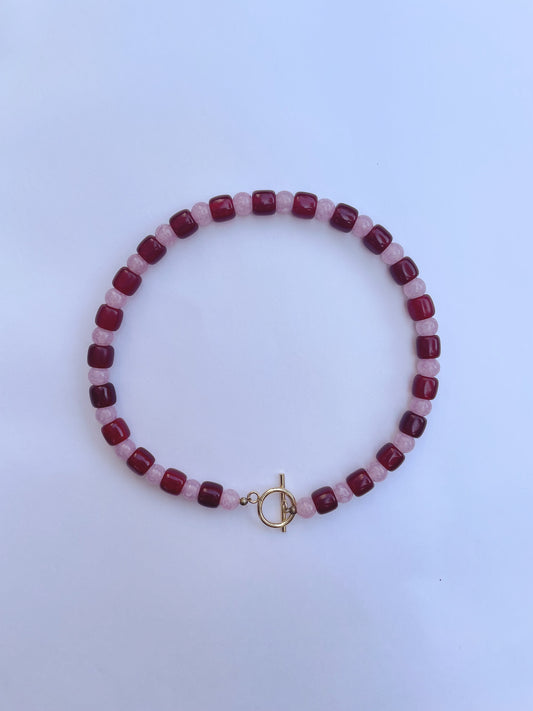 Cranberry Stripe Necklace