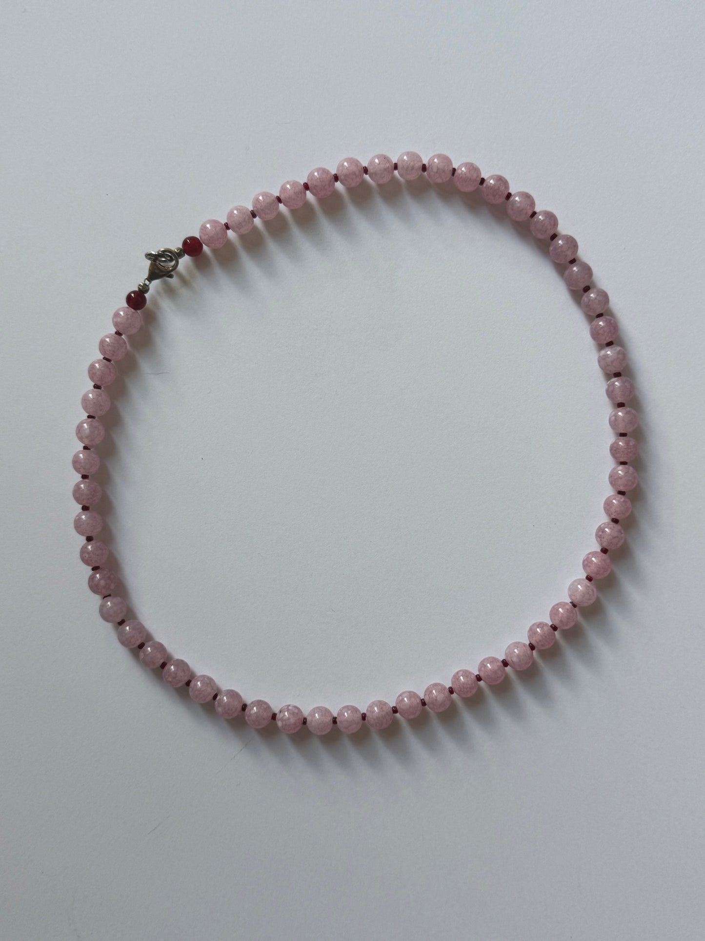Cloudy pink glass necklace