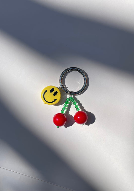 Cherry + Big Smiley Bag Charm