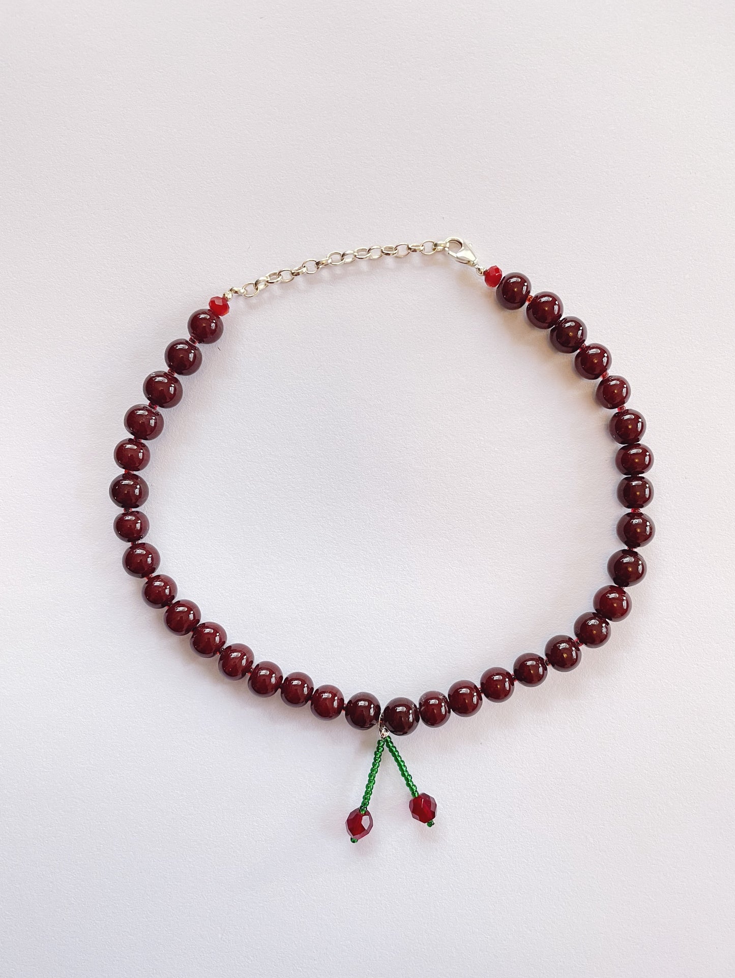 Wine Red Cherry Necklace