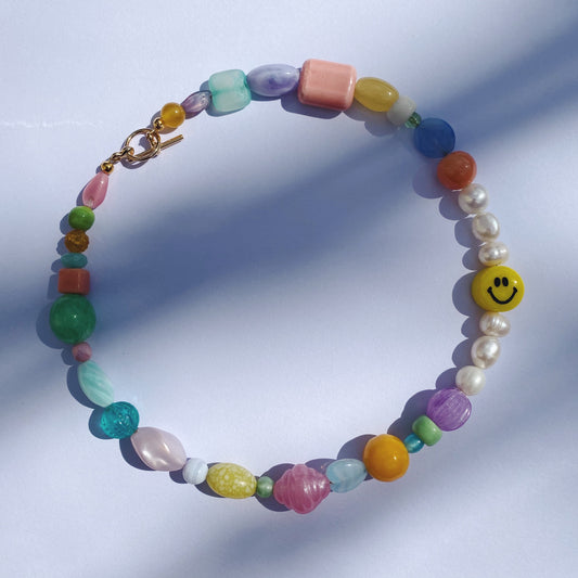 Multicoloured smiley necklace