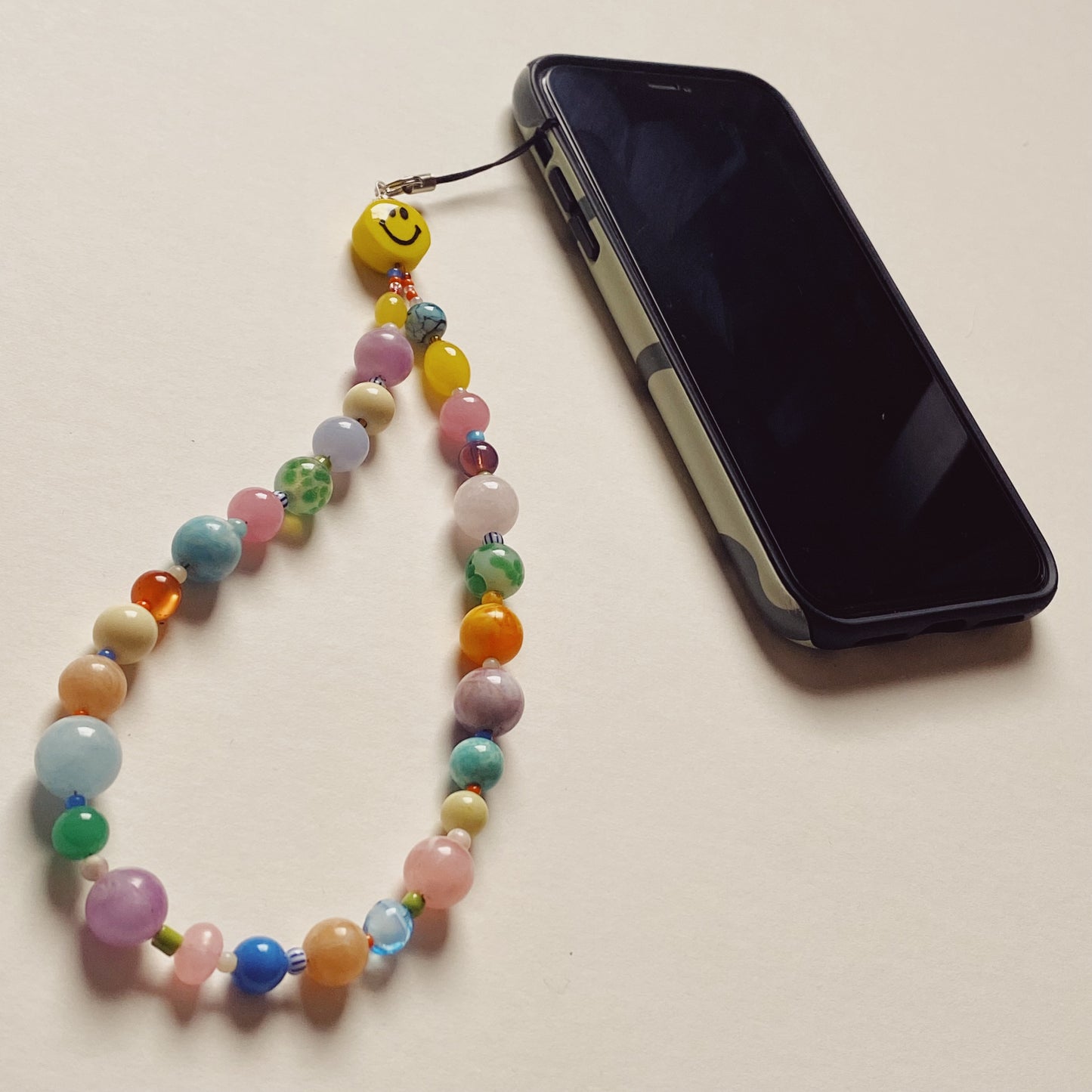 Smiley Beaded Phone Charm